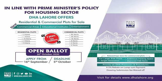 DHA Lahore Installment Plan (Residential and Commercial) plots – Launching Soon