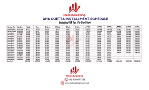 DHA Quetta Installment Schedule (For Filer)