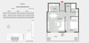 Marriott Residences in JVC One Bed Apartments Floor Plan Tower 1