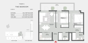 Marriott Residences in JVC Two Bed Apartments Floor Plan Tower 1