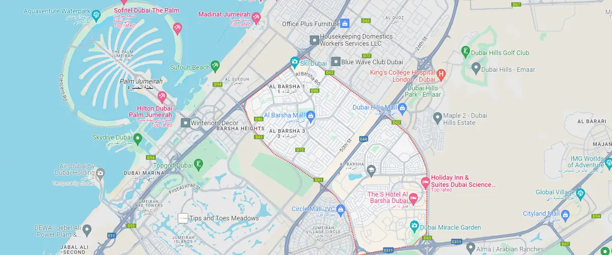 Location of Al Barsha Dubai