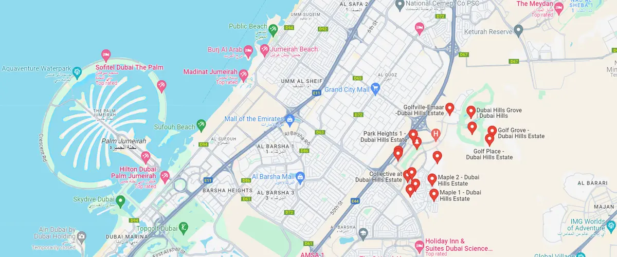 Location of Dubai Hills Estate