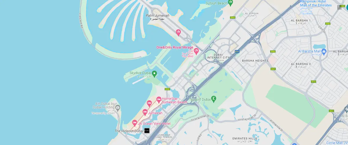 Location of Jumeirah Beach Residence Dubai
