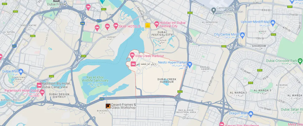 Location of Dubai Creek Harbour